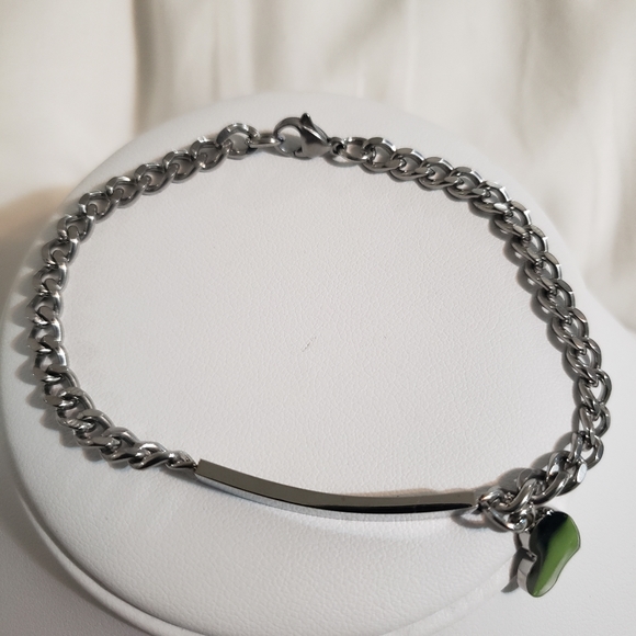 Stainless Steel Engravable Heart Dangle Bracelet - Picture 3 of 3